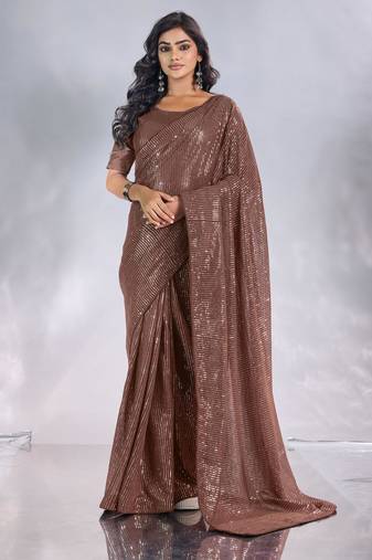 Pure georgette embellished sequinned party wear saree