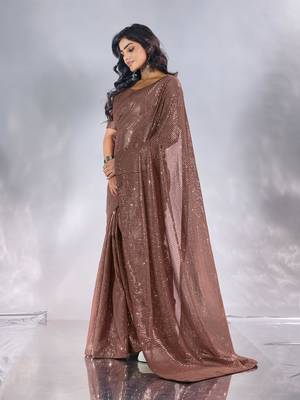 Pure georgette embellished sequinned party wear saree 3