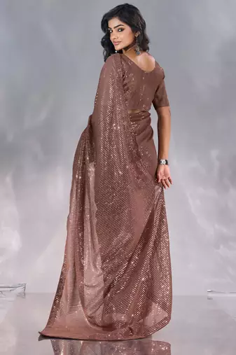 Pure georgette embellished sequinned party wear saree