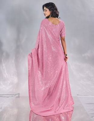 Pure georgette embellished sequinned party wear saree 3