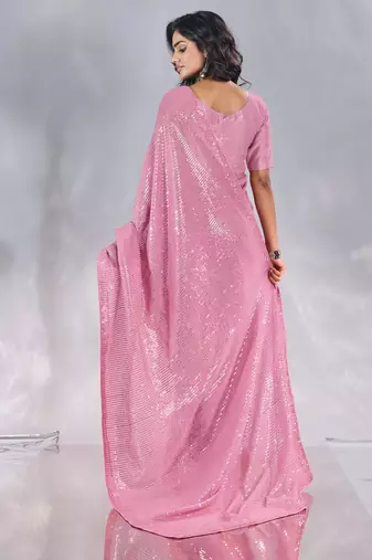 Pure georgette embellished sequinned party wear saree