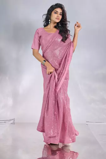 Pure georgette embellished sequinned party wear saree