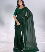 Pure georgette embellished sequinned party wear saree
