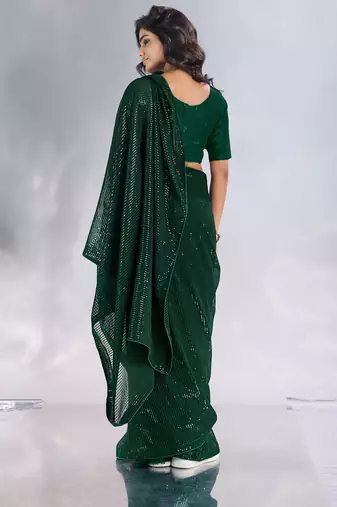 Pure georgette embellished sequinned party wear saree