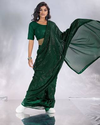 Pure georgette embellished sequinned party wear saree 3