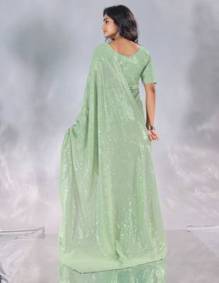 Pure georgette embellished sequinned party wear saree 3