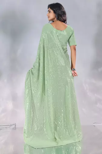 Pure georgette embellished sequinned party wear saree