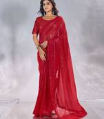 Pure georgette embellished sequinned party wear saree