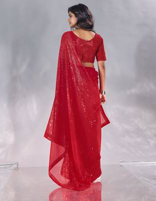 Pure georgette embellished sequinned party wear saree 3