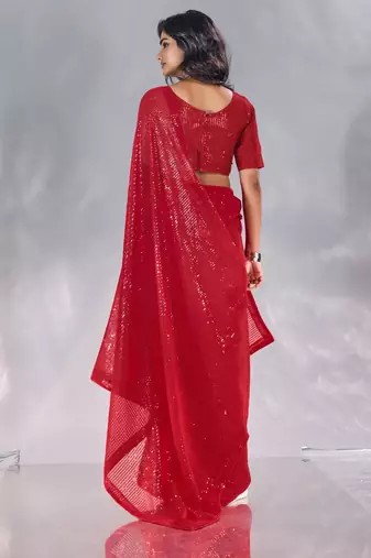 Pure georgette embellished sequinned party wear saree