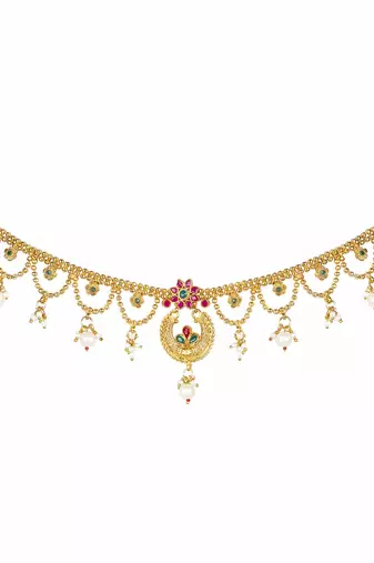 Aheli kundan pearl kamar band belly waist chain gift for women
