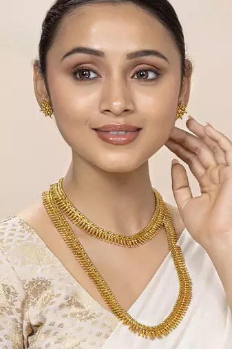 Aheli traditional maharani haar necklaces with earrings south indian bridal set