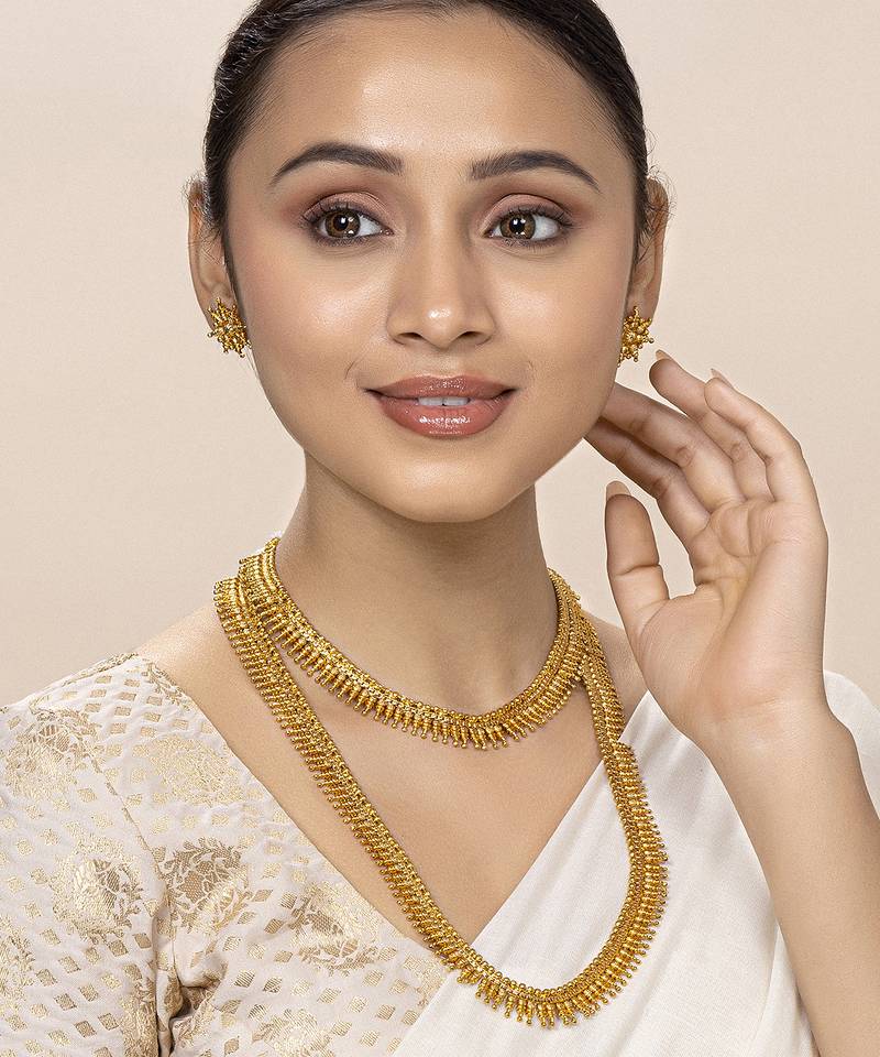 Aheli traditional maharani haar necklaces with earrings south indian bridal set