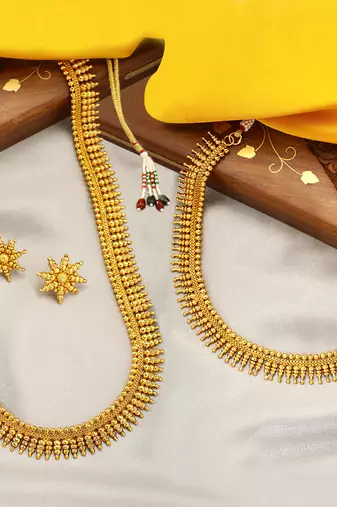 Aheli traditional maharani haar necklaces with earrings south indian bridal set