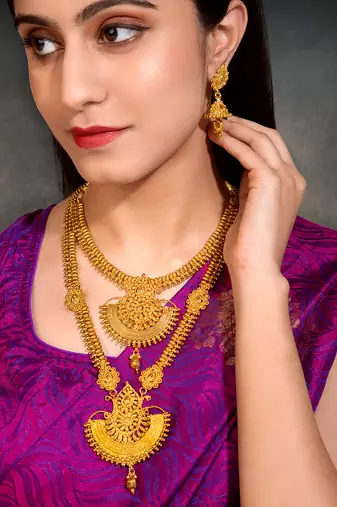 Aheli traditional ethnic bridal choker long necklace with jhumka earrings jewellery sets