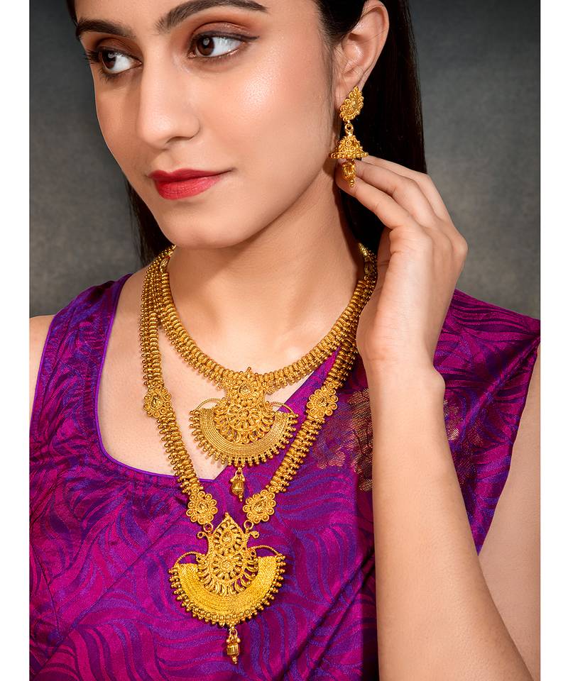 Aheli traditional ethnic bridal choker long necklace with jhumka earrings jewellery sets