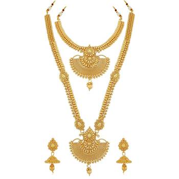 Aheli traditional ethnic bridal choker long necklace with jhumka earrings jewellery sets 3