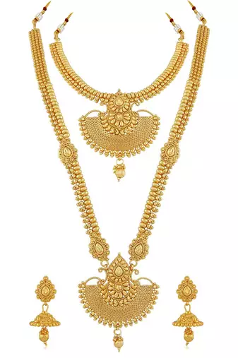 Aheli traditional ethnic bridal choker long necklace with jhumka earrings jewellery sets