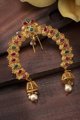 Aheli traditional juda pins with pearl jhumki drops wedding hair accessories gift for women