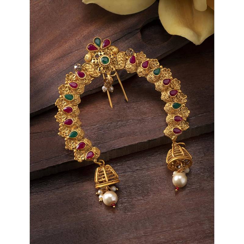 Aheli traditional juda pins with pearl jhumki drops wedding hair accessories gift for women