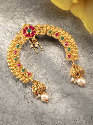 Aheli traditional ethnic juda pins with pearl jhumki drops bridal hair accessories for women 2