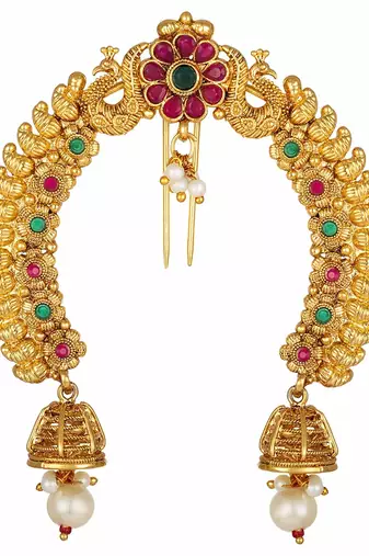 Aheli traditional ethnic juda pins with pearl jhumki drops bridal hair accessories for women