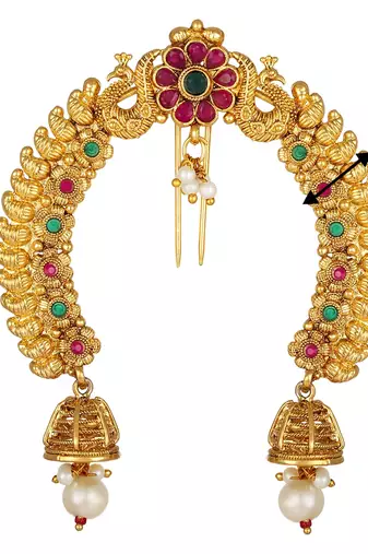 Aheli traditional ethnic juda pins with pearl jhumki drops bridal hair accessories for women