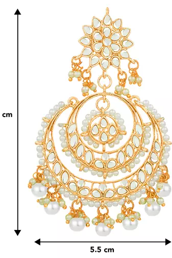 Aheli gold plated indian ethnic bridal kundan pearl chandbali earrings for women girls fancy fashion