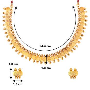 Aheli south indian traditional bridal short maharani coin necklace earrings jewellery sets 4