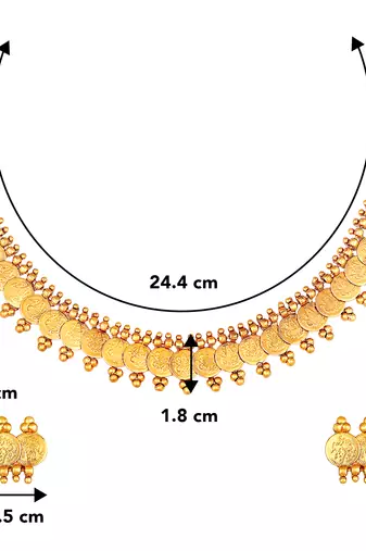 Aheli south indian traditional bridal short maharani coin necklace earrings jewellery sets