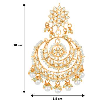 Aheli gold plated indian ethnic bridal kundan pearl chandbali earrings for women girls fancy fashion 4