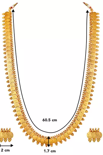 Aheli south indian traditional bridal long maharani coin necklace earrings jewellery set