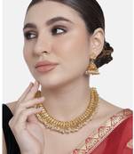 Aheli traditional pearl studded festive bridal short necklace choker with jhumki earrings jewellery sets