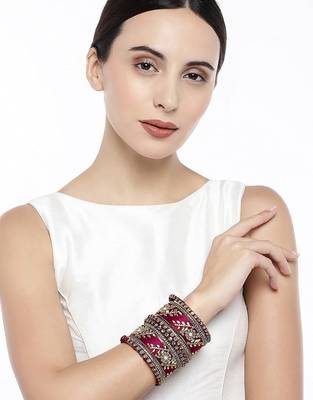 Aheli maroon silk thread chuda bangle set navratri gift for women 1