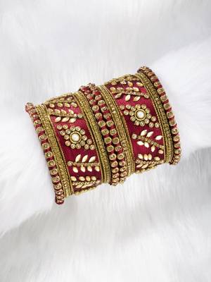 Aheli maroon silk thread chuda bangle set navratri gift for women 2