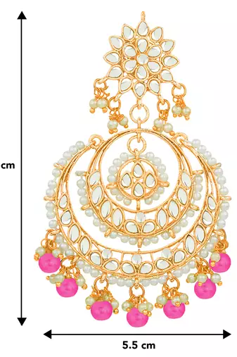 Aheli gold plated indian ethnic bridal kundan pearl chandbali earrings for women girls fancy