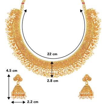 Aheli traditional pearl studded festive bridal short necklace choker with jhumki earrings jewellery sets 3