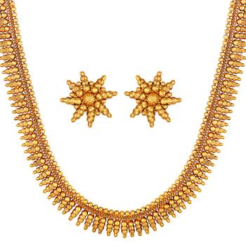 Aheli traditional maharani haar necklace with earrings festive bridal wear jewellery set 3