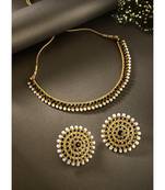 Aheli black choker necklace earring bridal jewellery set