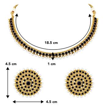 Aheli black choker necklace earring bridal jewellery set 3