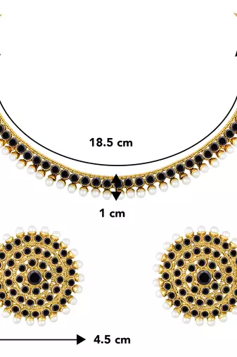 Aheli black choker necklace earring bridal jewellery set