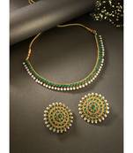 Aheli green choker necklace earring bridal jewellery set