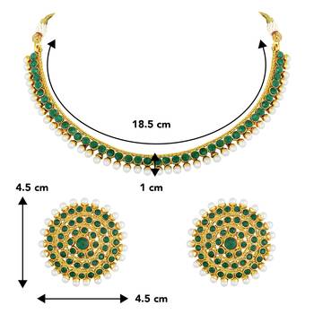 Aheli green choker necklace earring bridal jewellery set 4