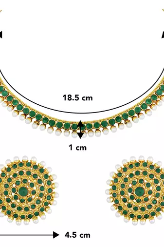 Aheli green choker necklace earring bridal jewellery set
