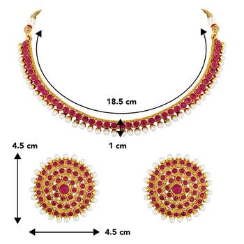 Aheli rani pink choker necklace & stud earring bridal jewellery set 4