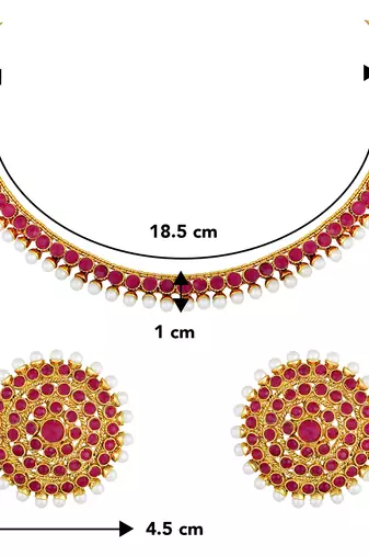 Aheli rani pink choker necklace & stud earring bridal jewellery set