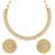 Aheli white choker necklace & big round stud earrings jewellery set