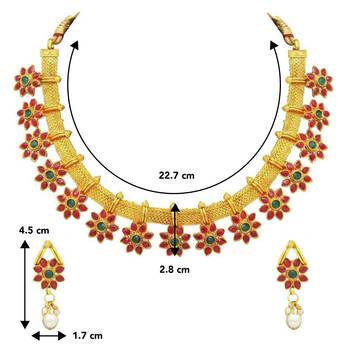 Aheli traditional flower shape kundan fashion necklace earring set 4