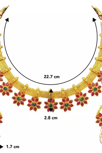 Aheli traditional flower shape kundan fashion necklace earring set