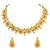 Aheli green & pink studded round necklace choker with earrings traditional jewellery sets